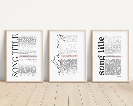 Custom Song Lyric Print