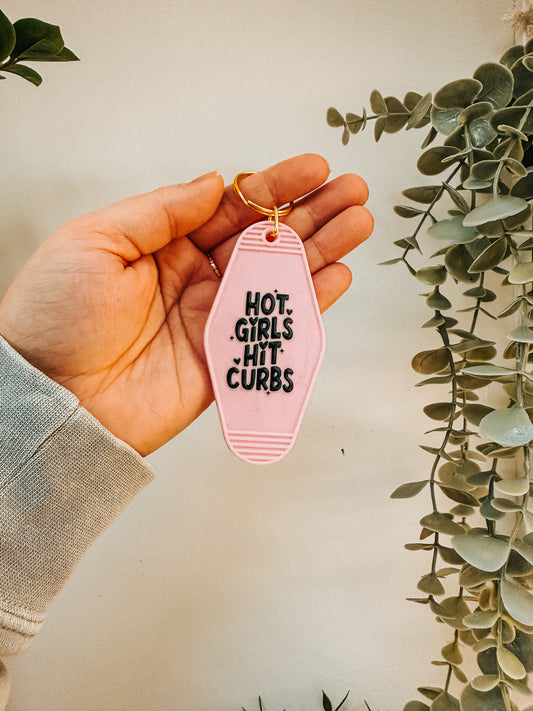 Hot Girls Hit Curbs Keychain