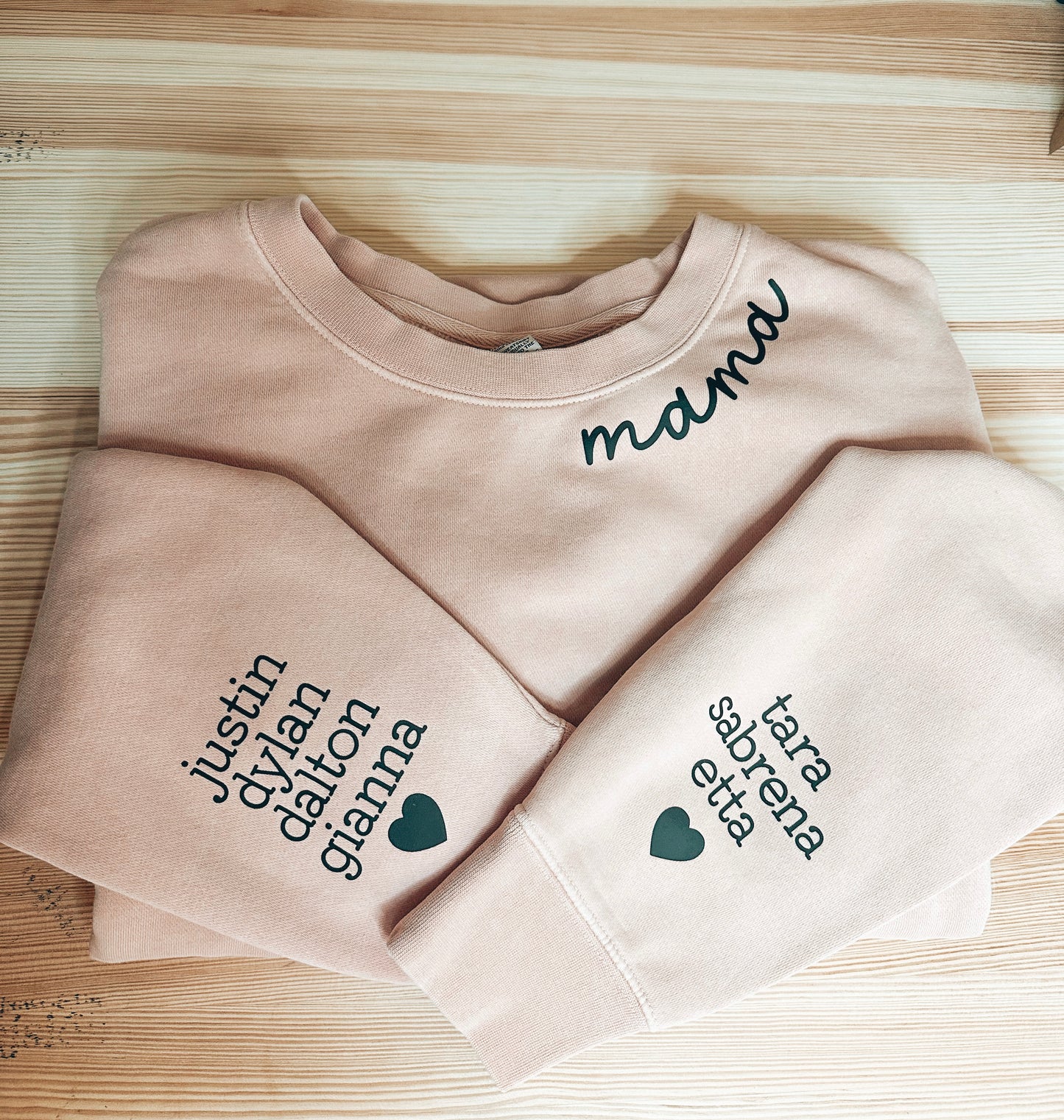 Mama and Kids' Names Custom Crewneck