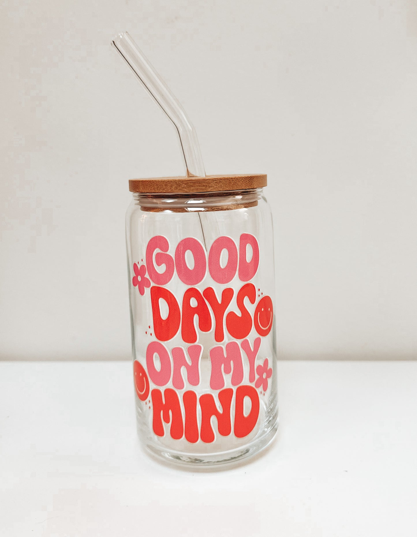 Good Days On My Mind Cup, Iced Coffee Glass Cup, Cute Aesthetic Glass Cups,  Coffee Lover Gifts, 16 oz Coffee Cup, 20 oz Coffee Cup