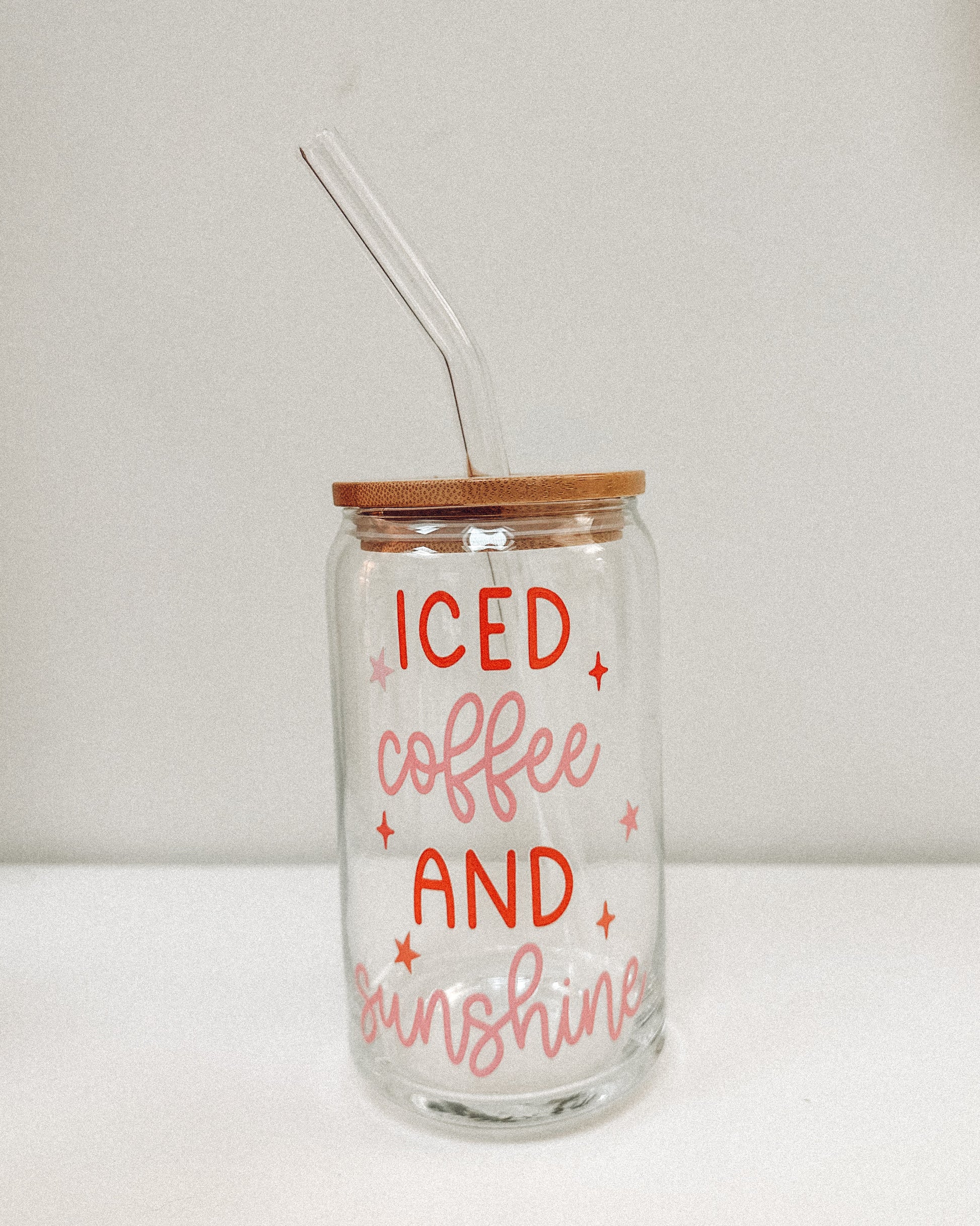 Iced Coffee Glass, Glass Coffee Cup, Beer Can Glass/can Glass, Glass Coffee  Mug, Hello Sunshine, UV Color Changing Design 