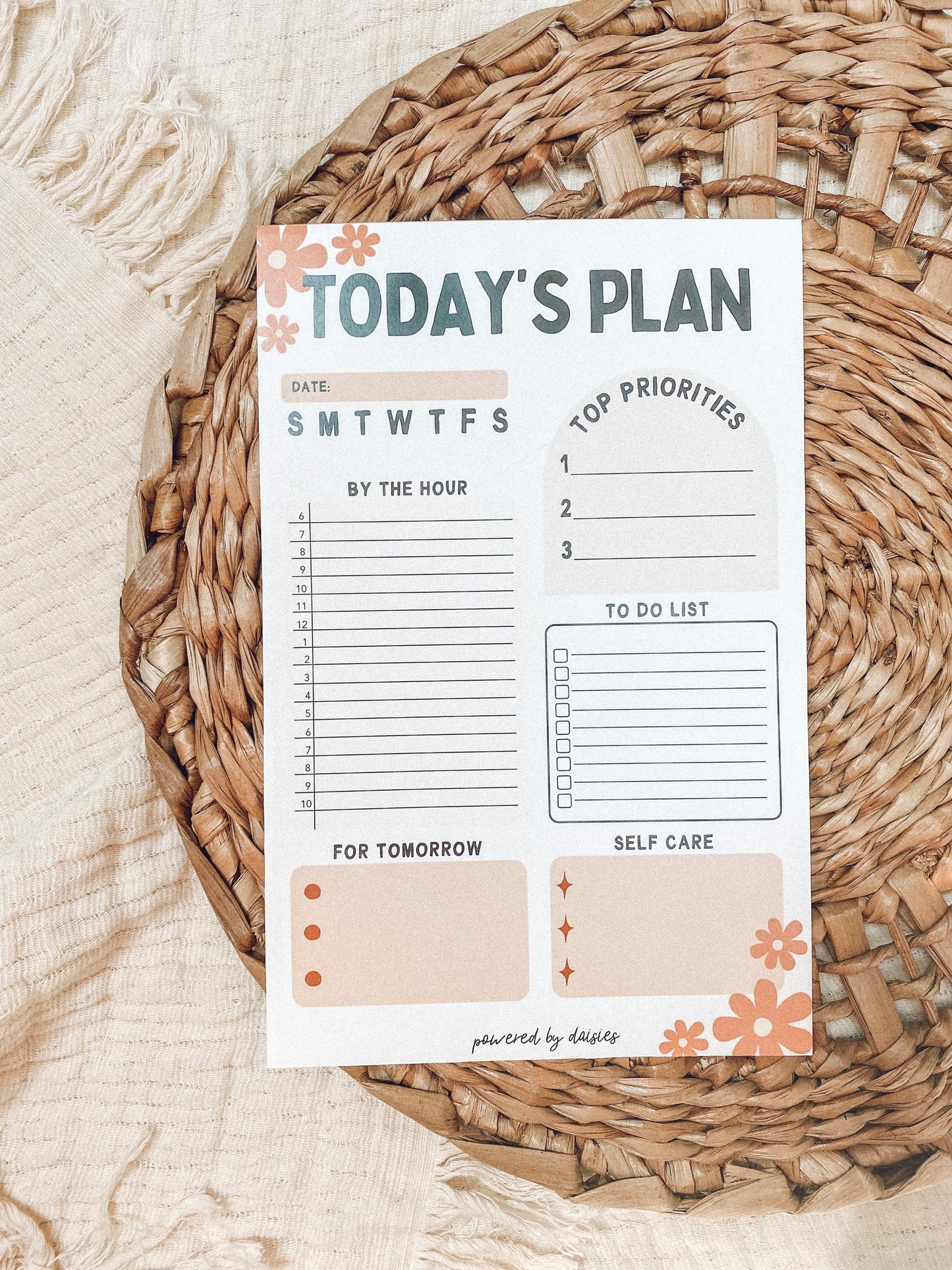 Daily Planner Notepad, To Do List Notepad, 50 Sheet Planner Notepad, Hourly Planner, Floral Planner, Organization Gifts