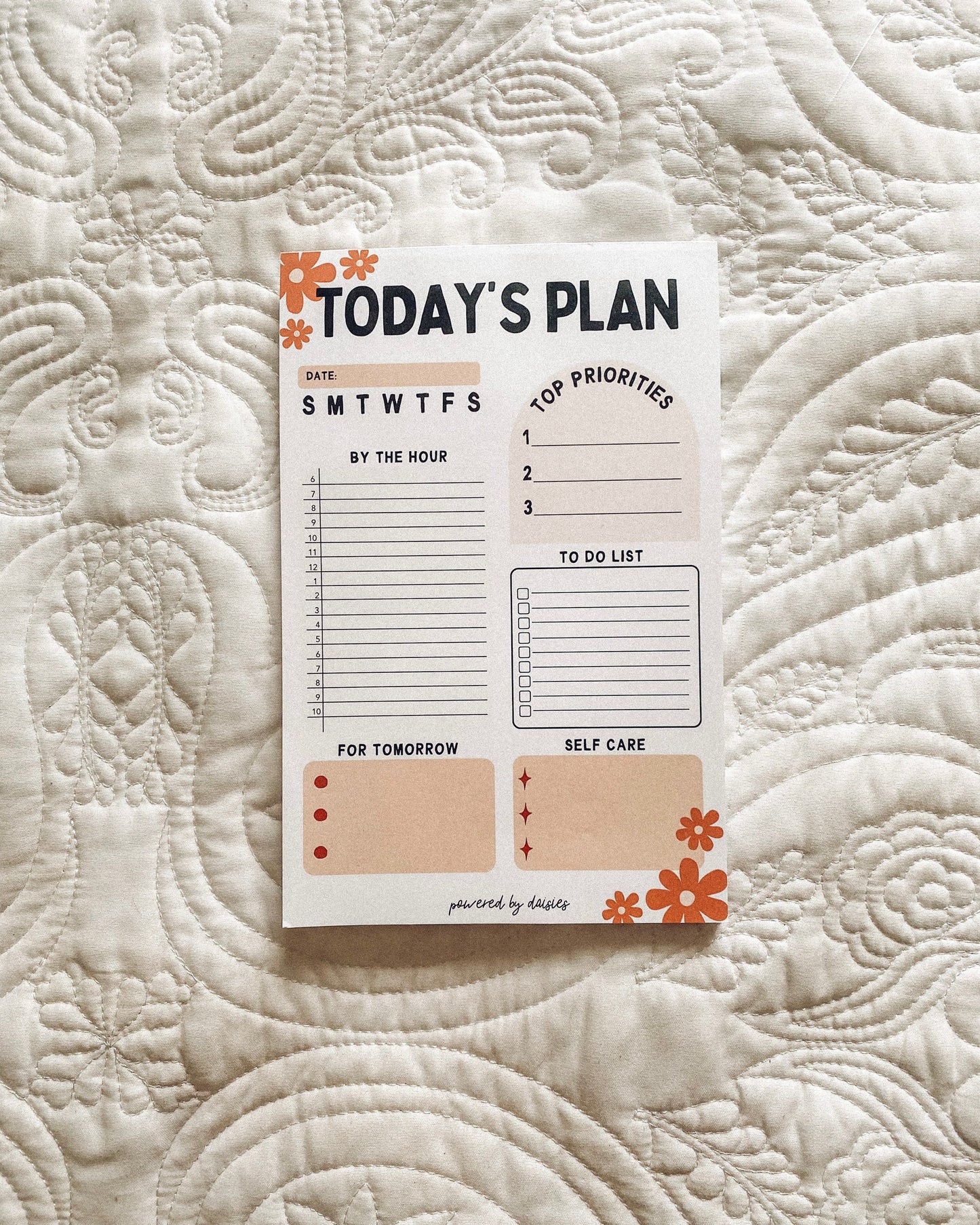 Daily Planner Notepad, To Do List Notepad, 50 Sheet Planner Notepad, Hourly Planner, Floral Planner, Organization Gifts