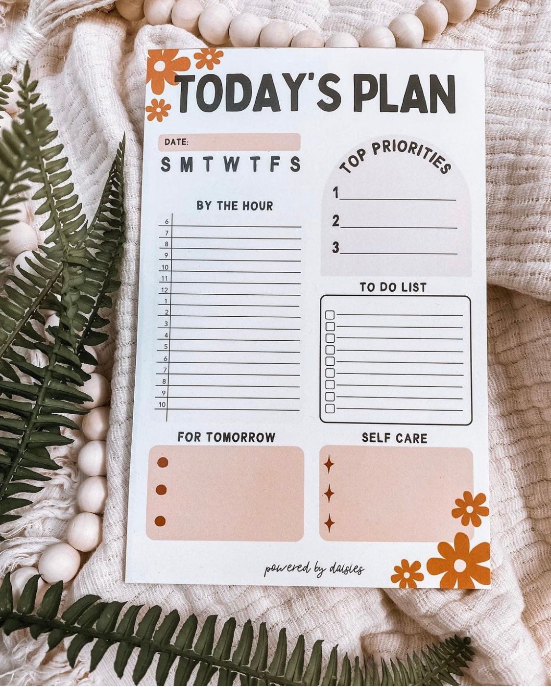 Daily Planner Notepad, To Do List Notepad, 50 Sheet Planner Notepad, Hourly Planner, Floral Planner, Organization Gifts